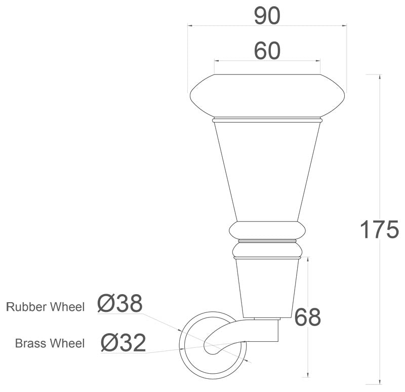 Katja Wooden Legs with Castors with Rubber Tyres