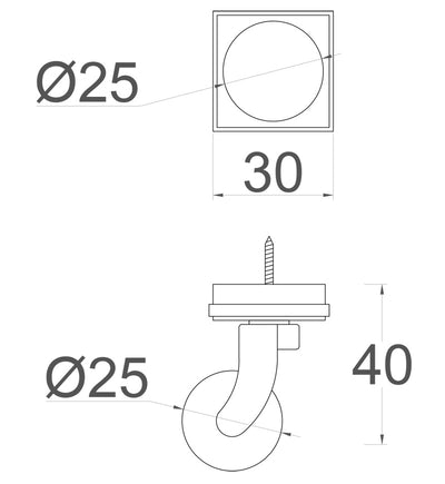 Chrome Screw Castor with Square Embellisher